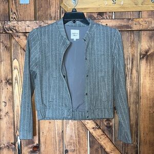 Chic Gray Pinstripe Women's Blazer